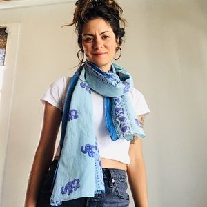 Accessories - Blue and purple elephant scarf, 100% cotton Accessories - Blue and purple elephant scarf, 100% cotton